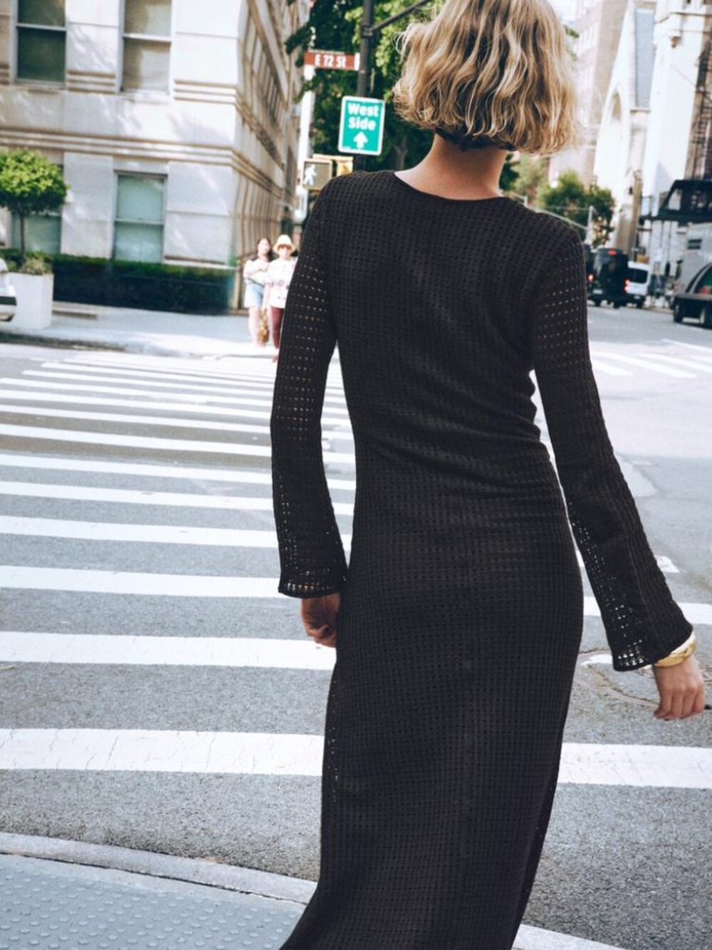 ZARA Crochet Midi Dress Brown Gold Hardware Long Sleeve XL NWT Summer Vacation - Picture 6 of 13